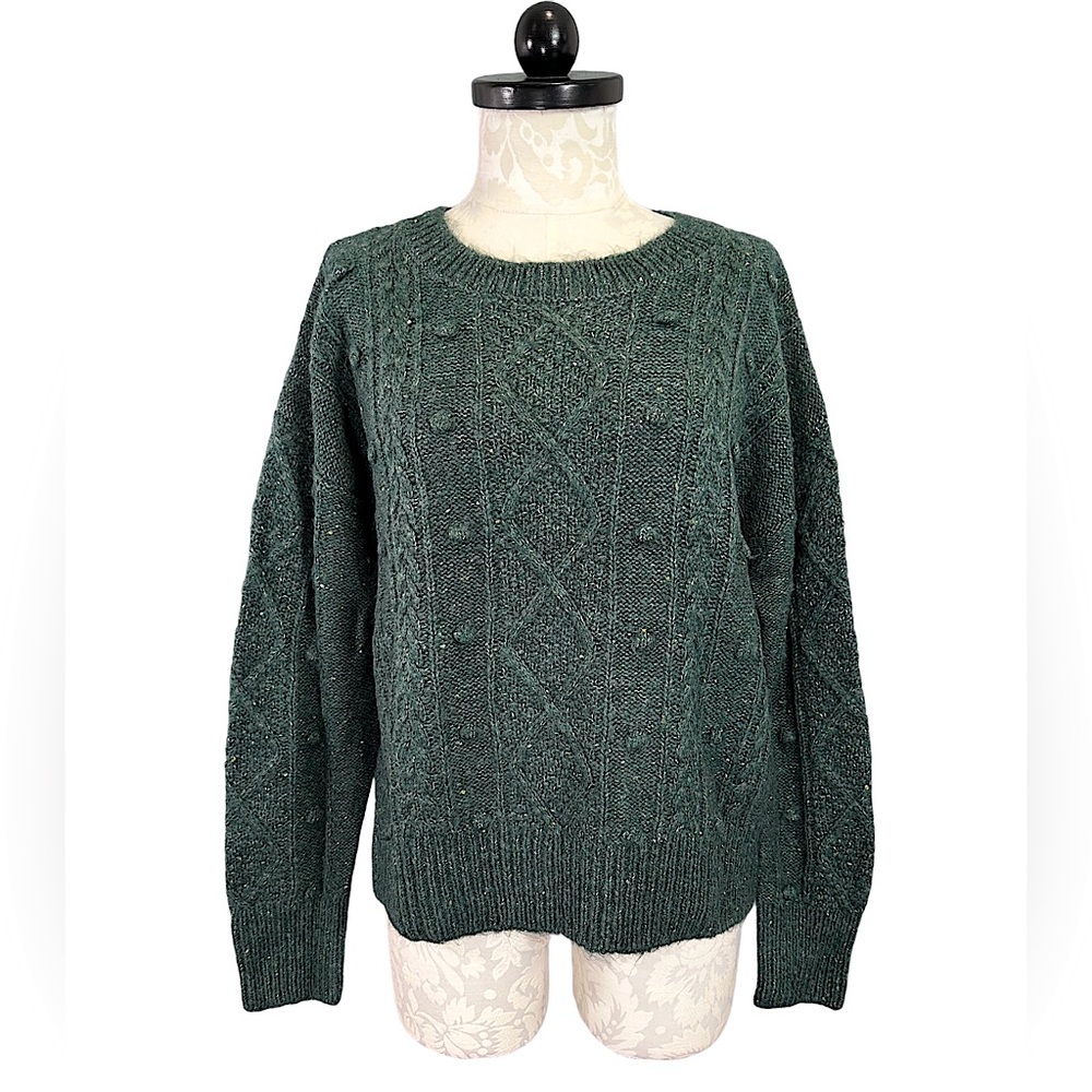 Old Navy Cable Knit Festive Craft Sweater Dark Green NWT